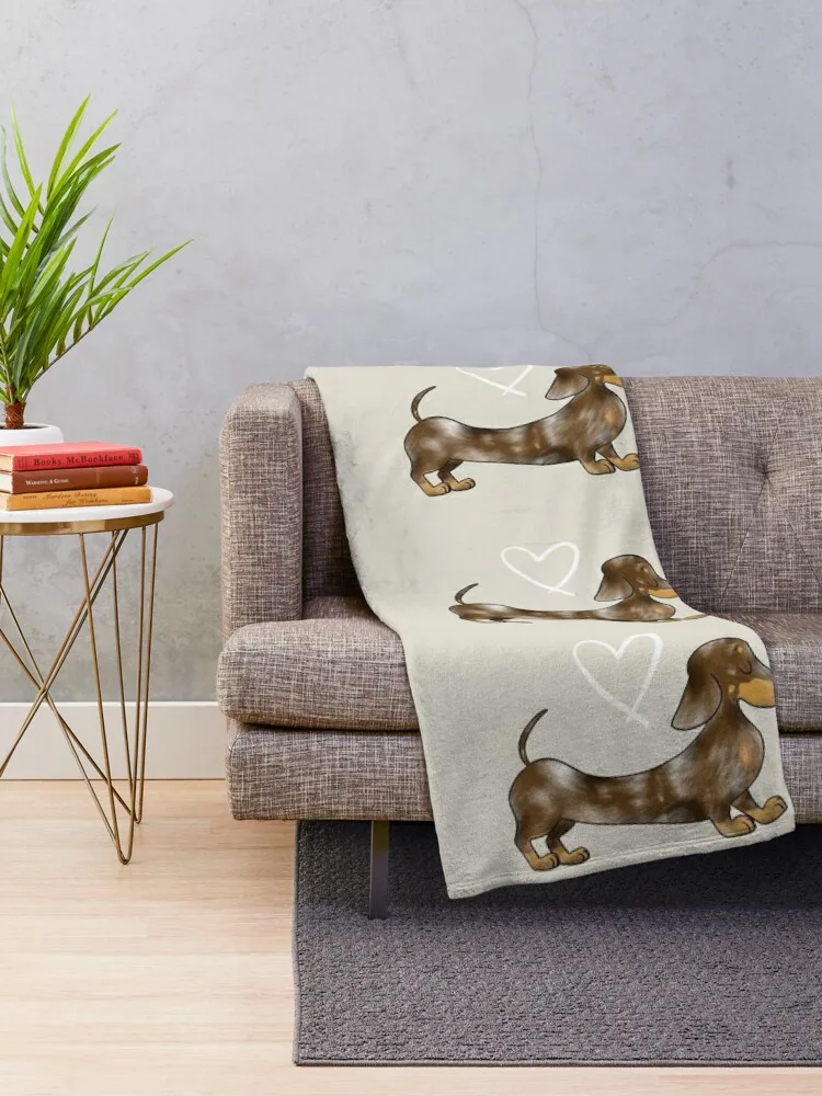 Dachshund Chocolate and Tan Dapple Smooth Hair Sausage Dog Throw Blanket Extra Large Throw Quilt Blankets For Bed Blankets