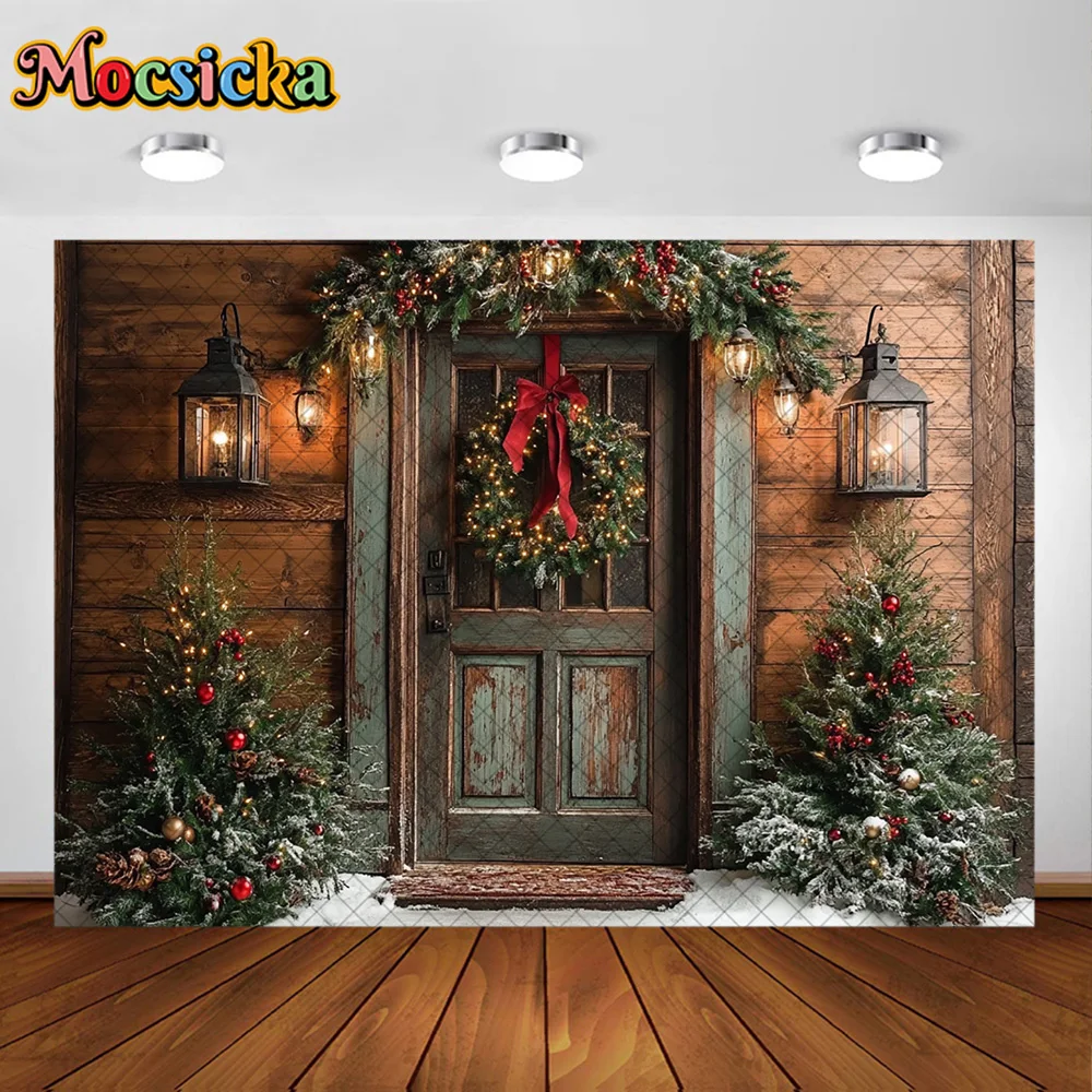 Mocsicka التصوير خلفية إكليل الباب عيد الميلاد الديكور الأسرة عيد الميلاد عطلة صورة خلفيات الصور للصور