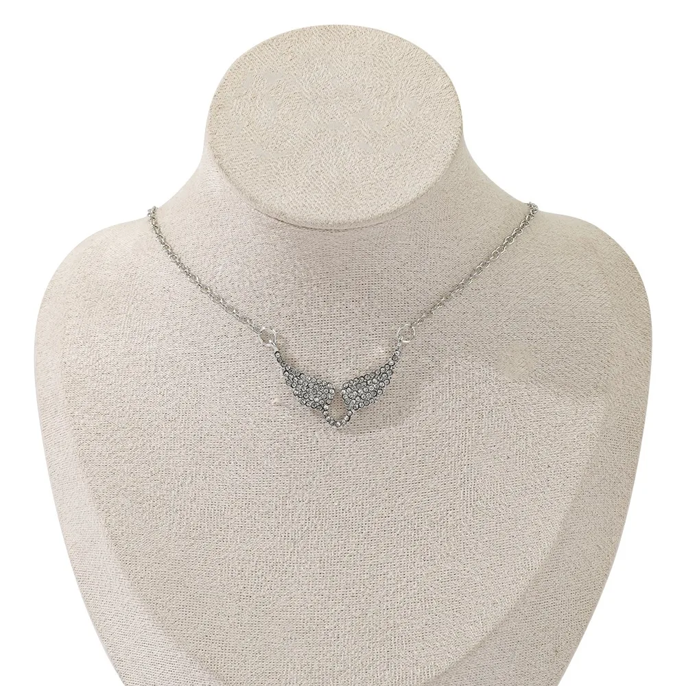 Exquisite fully-paved zircon angel wing pendant necklace, trendy designer accessory for women