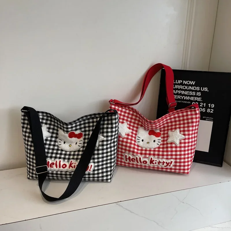 لطيف مرحبا كيتي حقيبة كتف حقيبة كروسبودي فتاة حمل حقيبة الكرتون سعة كبيرة Crossbody قماش حقائب الطالب للمرأة