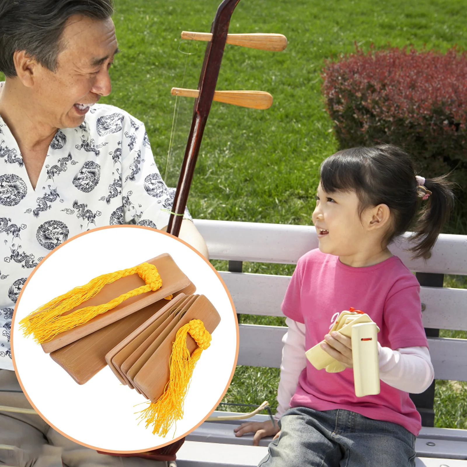 

2 Pcs Allegro Bamboo Board Festival Performance Props Nationality Chinese Kuaiban