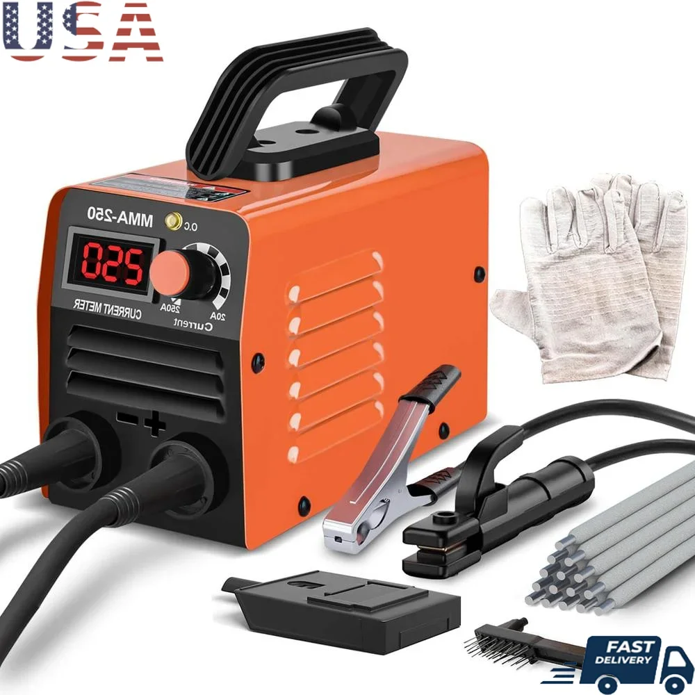 Super Portable Stick Welder Machine 110V 250A ARC MMA Welding Kit with 10pcs Welding Rod IGBT Inverter Technology Compact Design