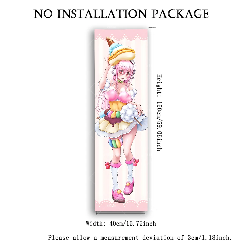Cute Pink Hair S-Super S-Sonico Tapestry, Sweet Candy Background, Long Vertical Wall Art