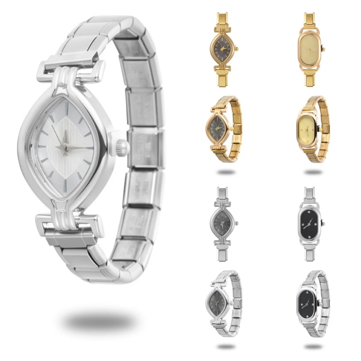 Stainless Steel Simple Oval Watch Fit 9mm Bracelet for Women Student Friend Wife Birthday DIY Fashion Jewelry Gift Wholesale