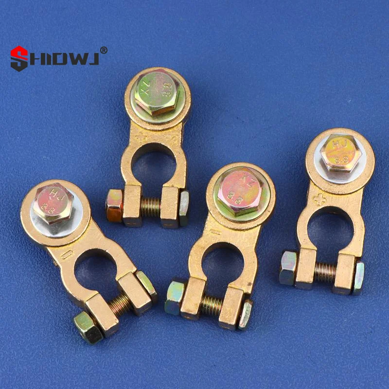 2Pcs M8 M10 Car Battery Terminal Wire Clamps Brass Positive Negative Top Post Connectors Battery Terminal Clips