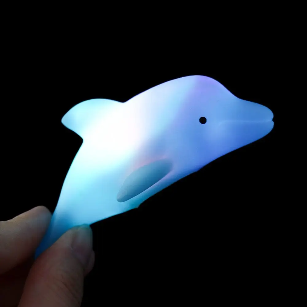 Bathroom Beach Play Games Children Luminous Baby Dolphin Bath Toys Glowing Beach Toys Up Water Floating Toy LED Lamp Bath Toys