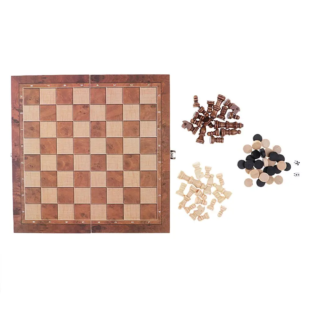 Folding Wood Chess Set - Handcrafted Board with Extra Pieces