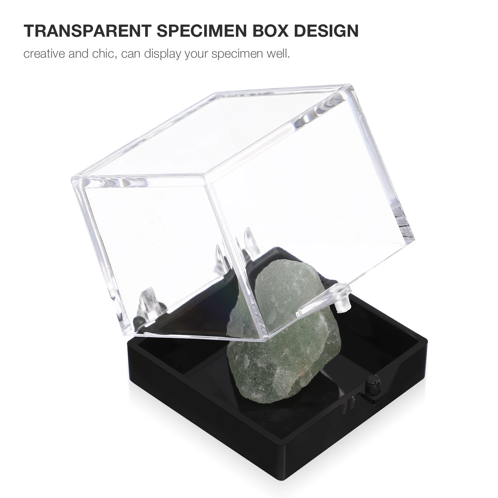 Caja cuadrada transparente para colección de muestras minerales, contenedor de exhibición de piedra Natural, estuche de colección de joyas, 12 piezas