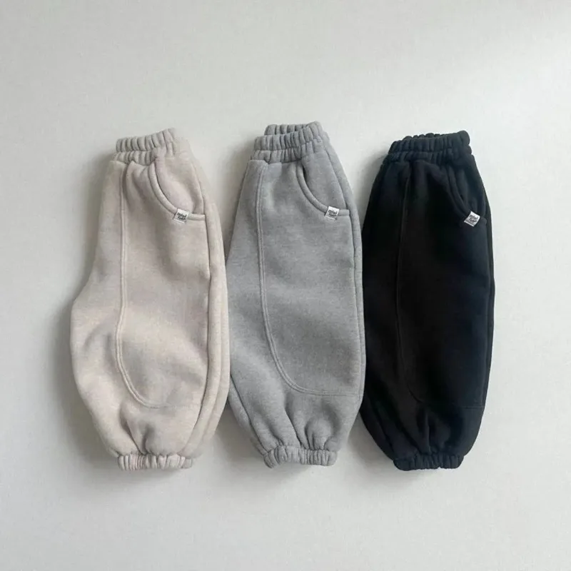 2025 Winter New Baby Plus Velvet Thick Warm Pants Cotton Infant Boy Casual Pants Girls Loose Harem Pants Toddler Fleece Trousers