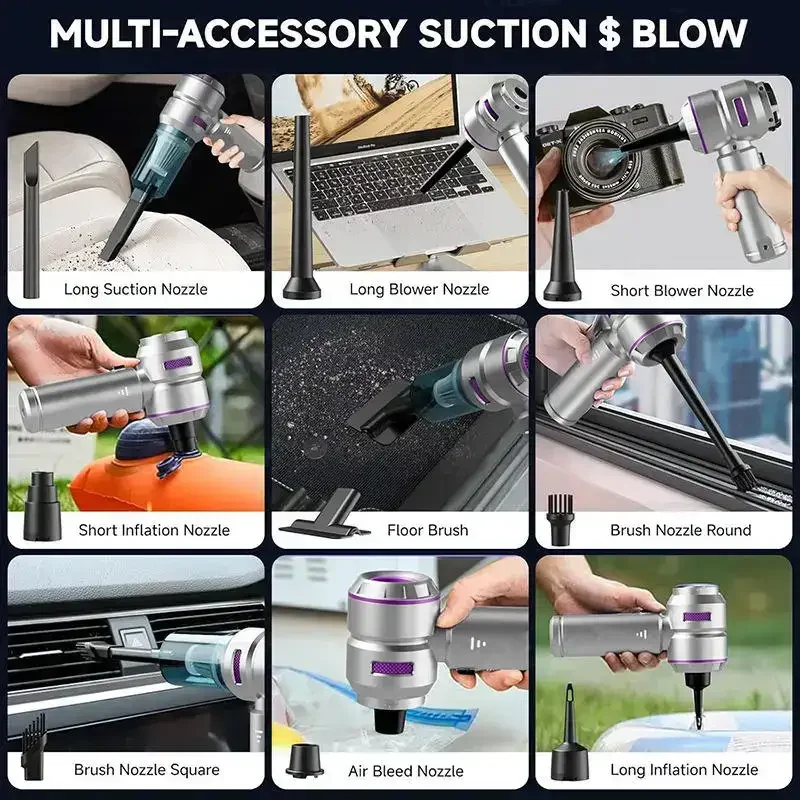 Car Vacuum Cleaner High Power Portable Handheld Wireless Brushless Motor Cleaning Machine Powerful Air Duster for Home Appliance view 2