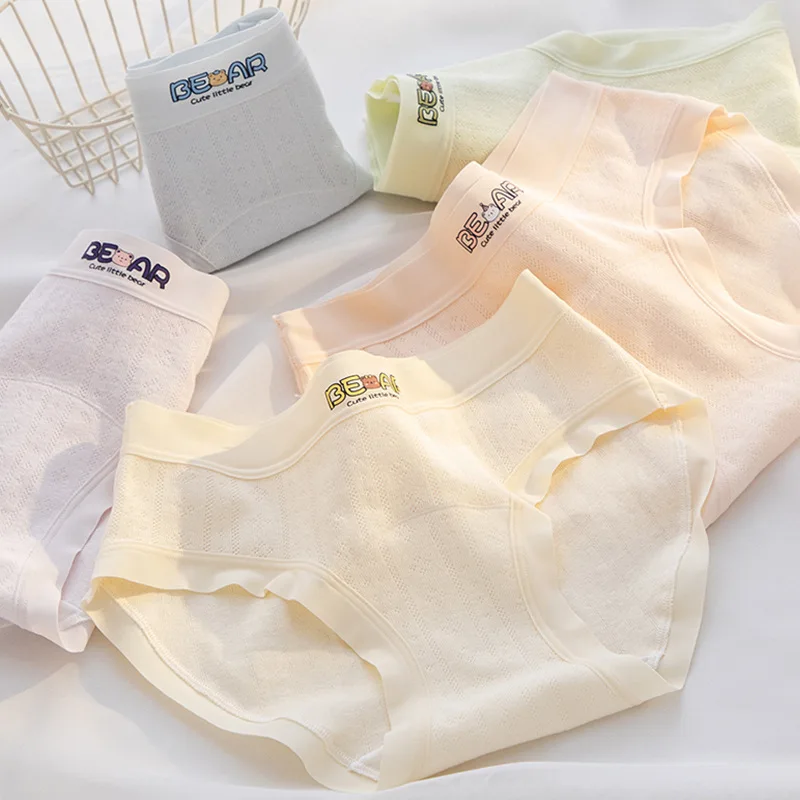 new delivery Young girl Underwear 6pc/lot Cotton Lovely middle Waist Briefs student Panties children summer Teenagers fashion
