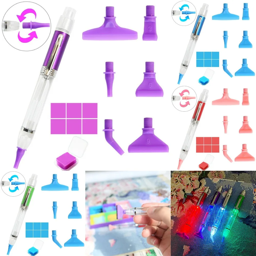 DIY LED Lighting Point Drill Diamond Painting Pen with Screw Thread Tips Multi-placer Tool Accessories Replacement Pen Heads