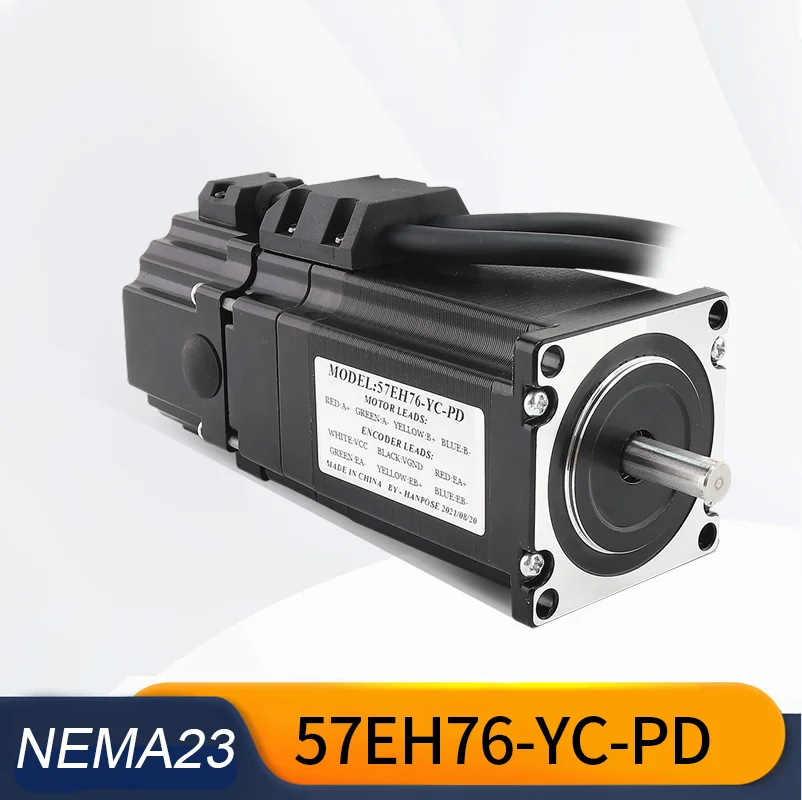 57EH76YC-PD+CL57 drive sets 4.0A 1.89N.m NEMA 23 Closed Loop motor Hollow shaft DC-18-90v Double outlet Driver motor