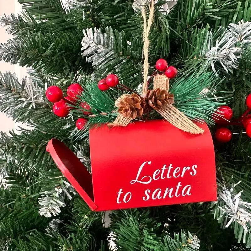New Christmas Wrought Iron Mailbox Ornament Creative Christmas Tree Decoration Mailbox Ornament Home Holiday Decoration Gift