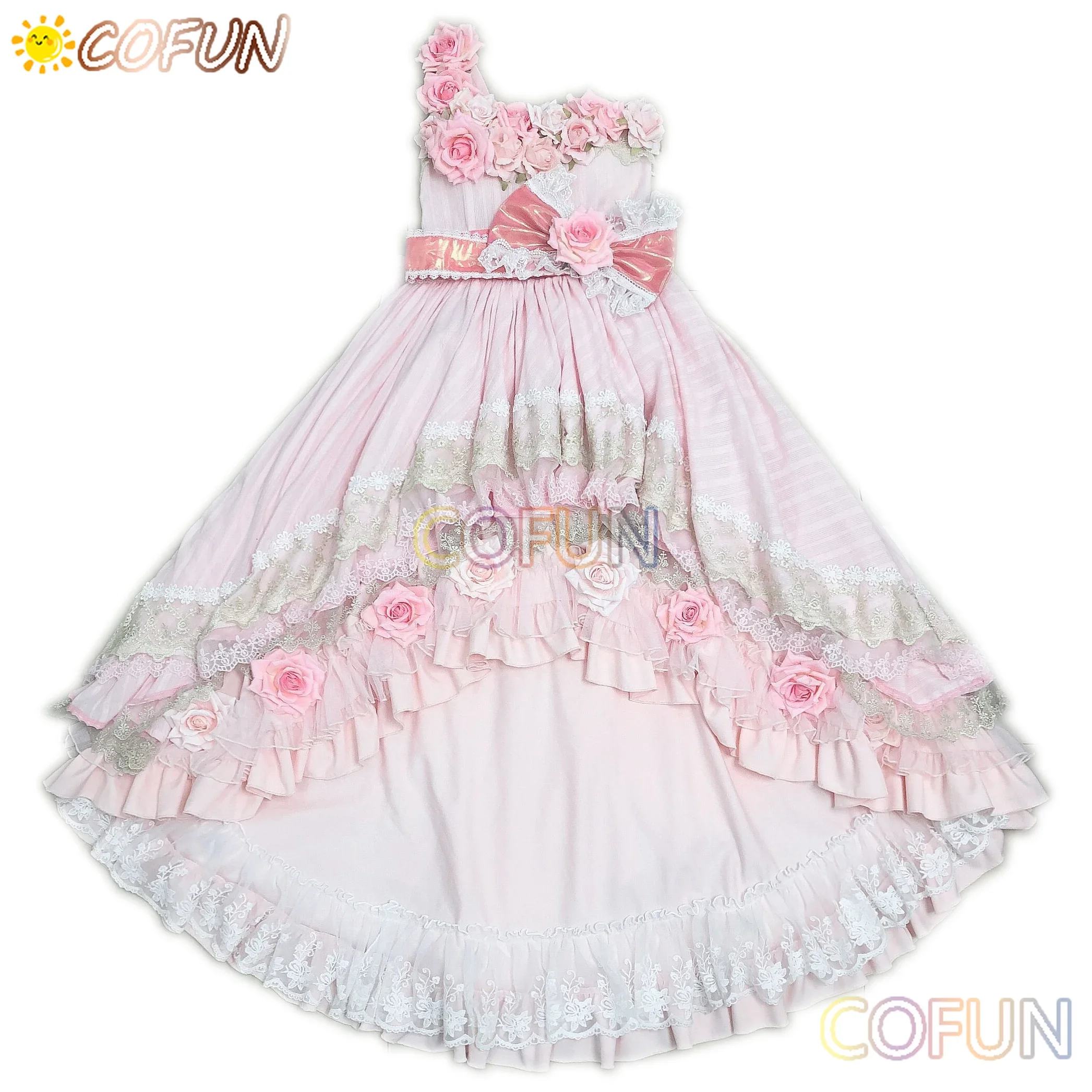 COFUN-Who Made Me A Princess Cosplay Costume pour Femme, Atanrenfor202 y, Magnifique Robe Lolita, Rose Adulte, Personnalisé