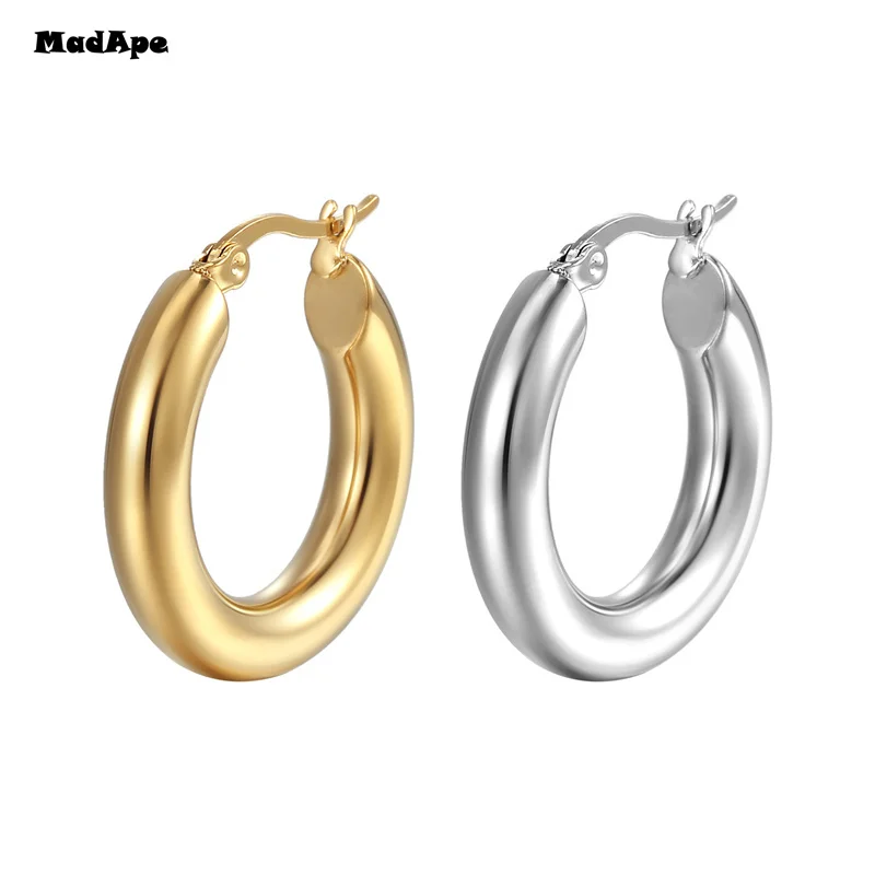 Silver Color Chunky Hoop Earrings for Women Punk Ear Jewelry 2022 New Wholesale