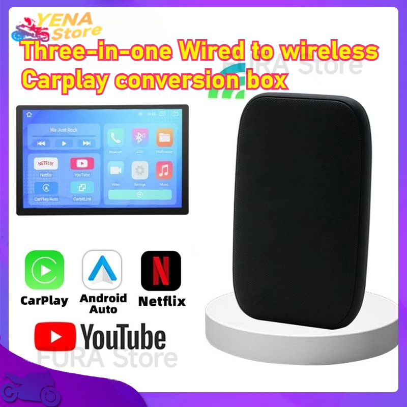 

Three-in-one wireless CarPlay Android Auto Car conversion box, suitable for wireless Android Auto+ wired Android Auto