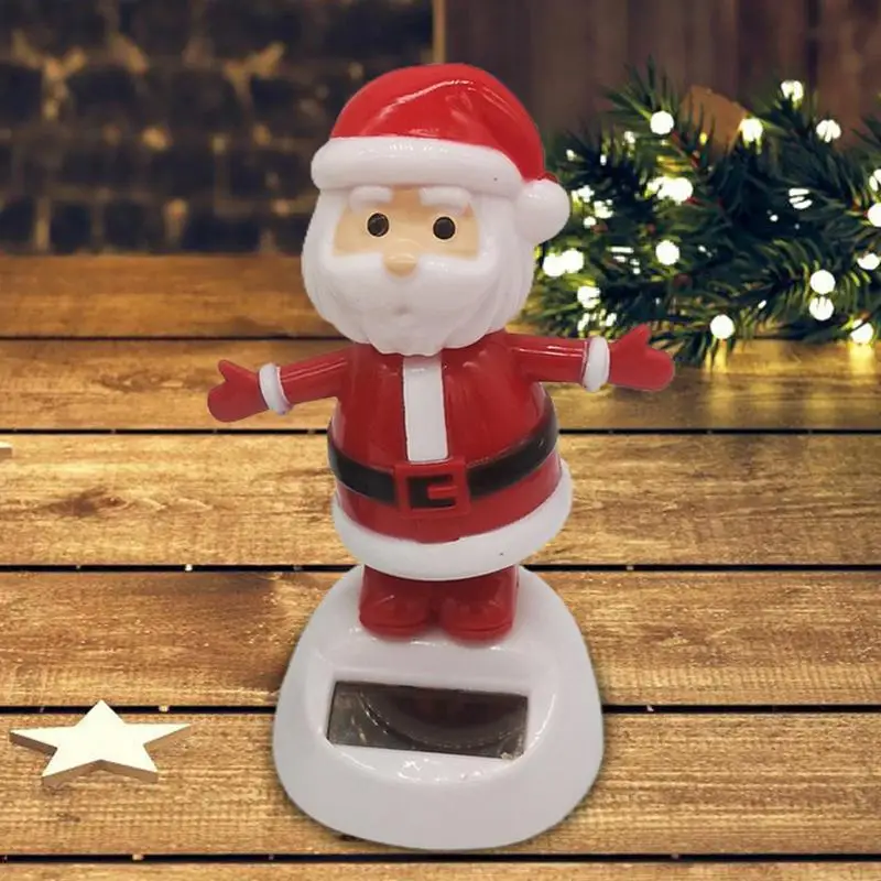 Shaking Head Cartoon Christmas Doll Toys Solar Powered Dancing Car Ornaments New Arrival Christmas Swinging Toy Car Accessories