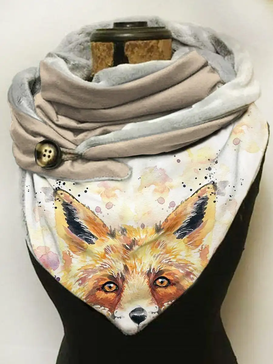 Winter Fox 3D Printed Scarf and Shawl for Women