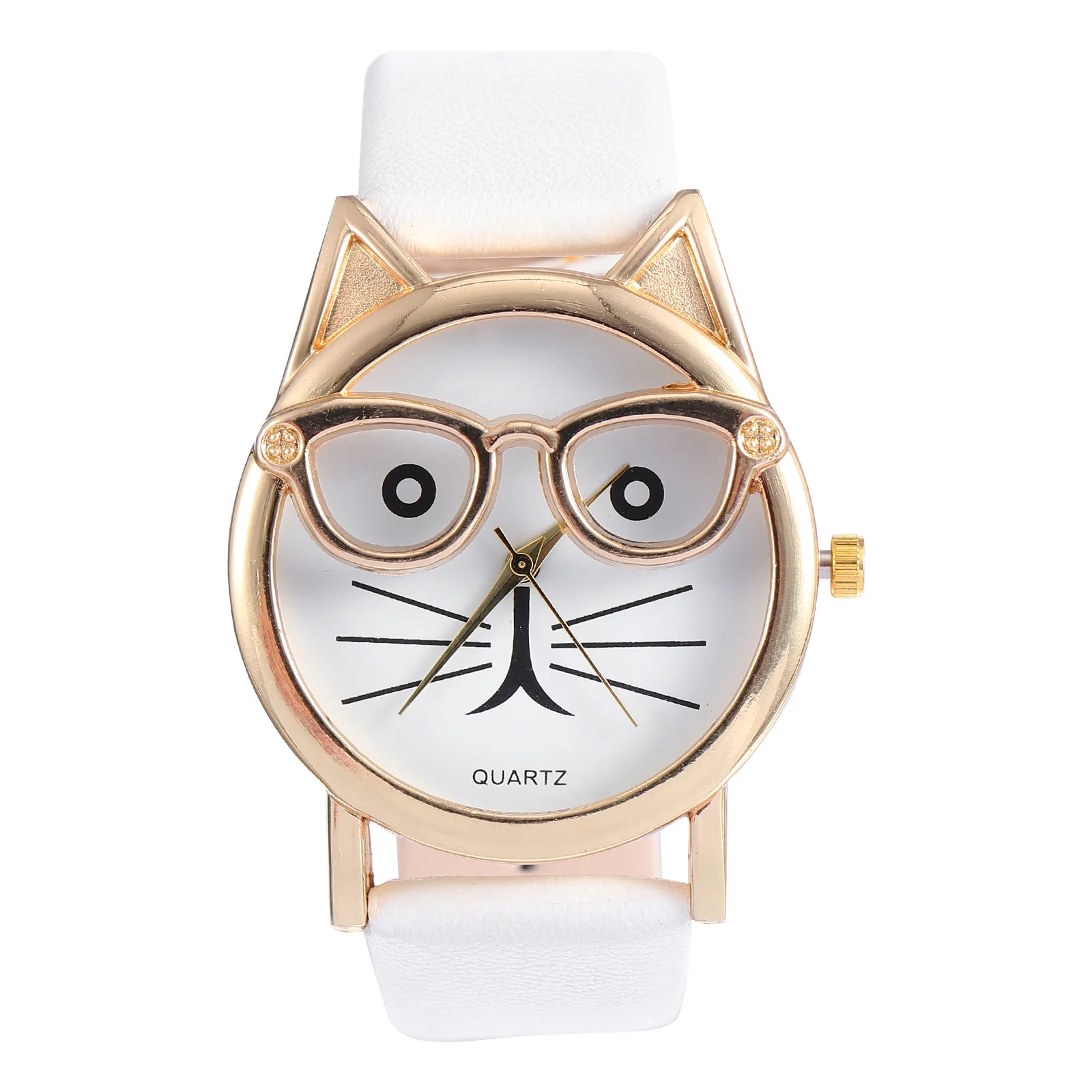 

1pc Cat Watch Pu Strap Quartz Sports Wristwatch For Cartoon Watch Eyewear Style Animal Timepiece