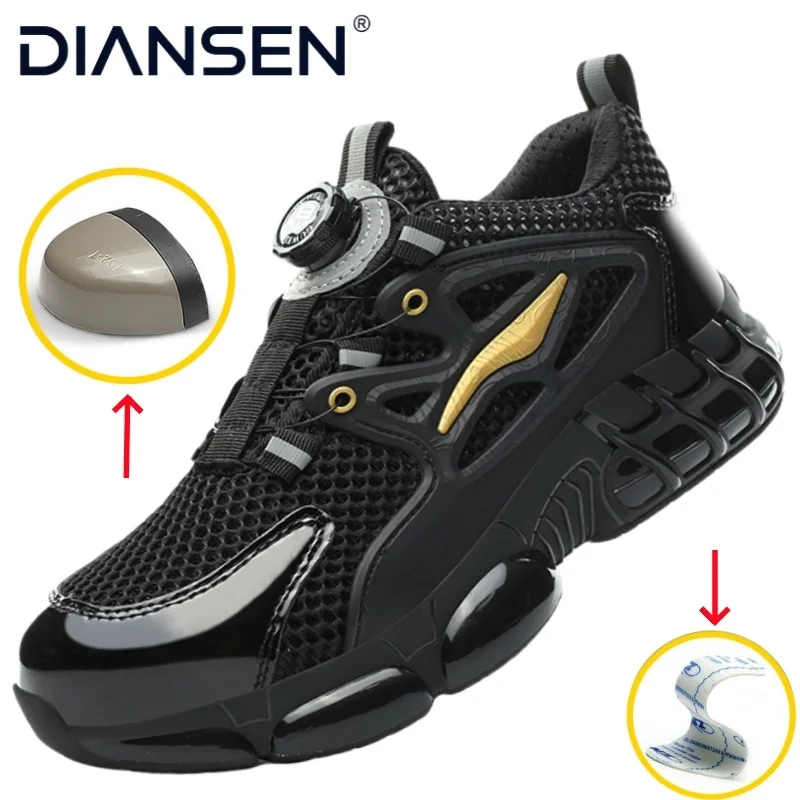 

Breathable Black Protective Shoes Safety Shoes Men Anti-smash Anti-puncture Footwear Men Light Steel Toe Safety Boots