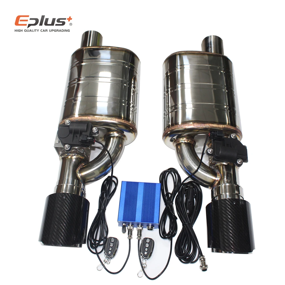 Universal 1 Pair 2pcs Car Exhaust System Muffler Electric Valve Control Exhaust Pipe Kit Adjustable Valve Angle Stainless steel