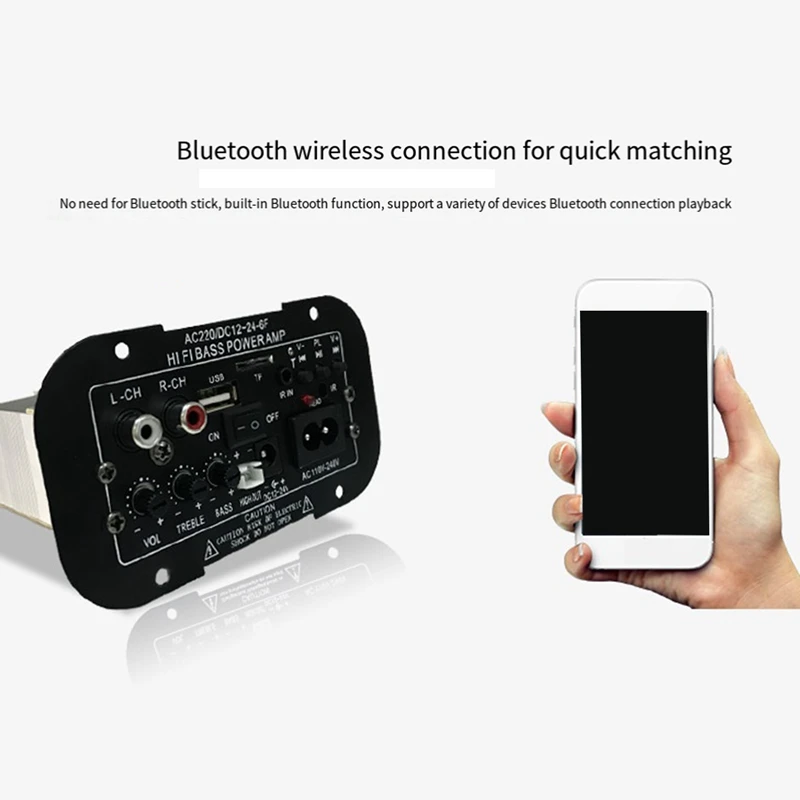 

X64A_12V 24V Bluetooth Amplifier Board for 10In Subwoofer Speaker(EU Plug)