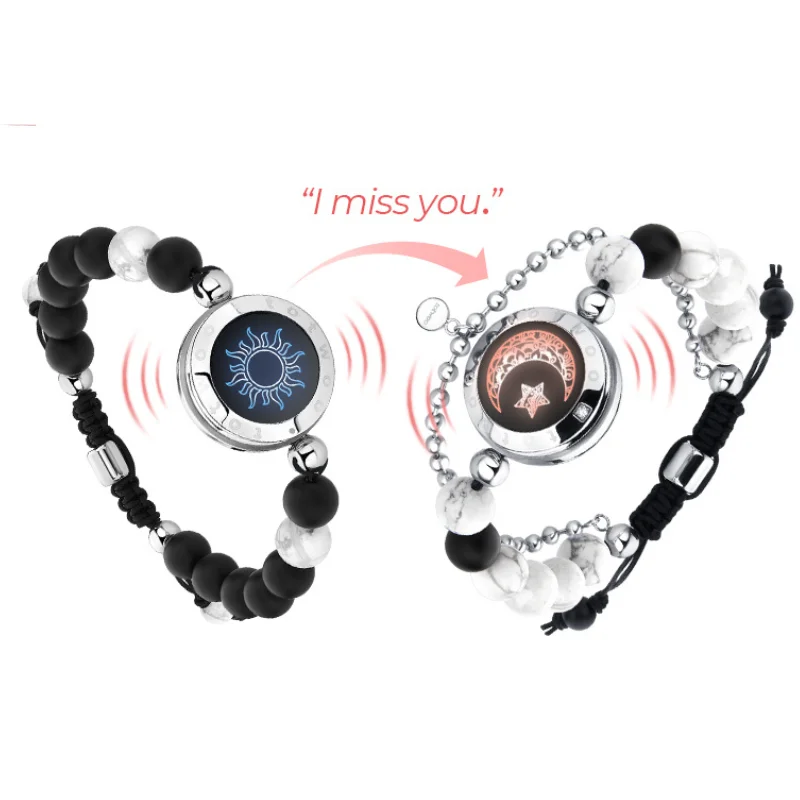 TOTWOO pulseras táctiles de larga distancia para parejas vibración iluminada para amor parejas pulseras Bluetooth emparejamiento joyería regalos