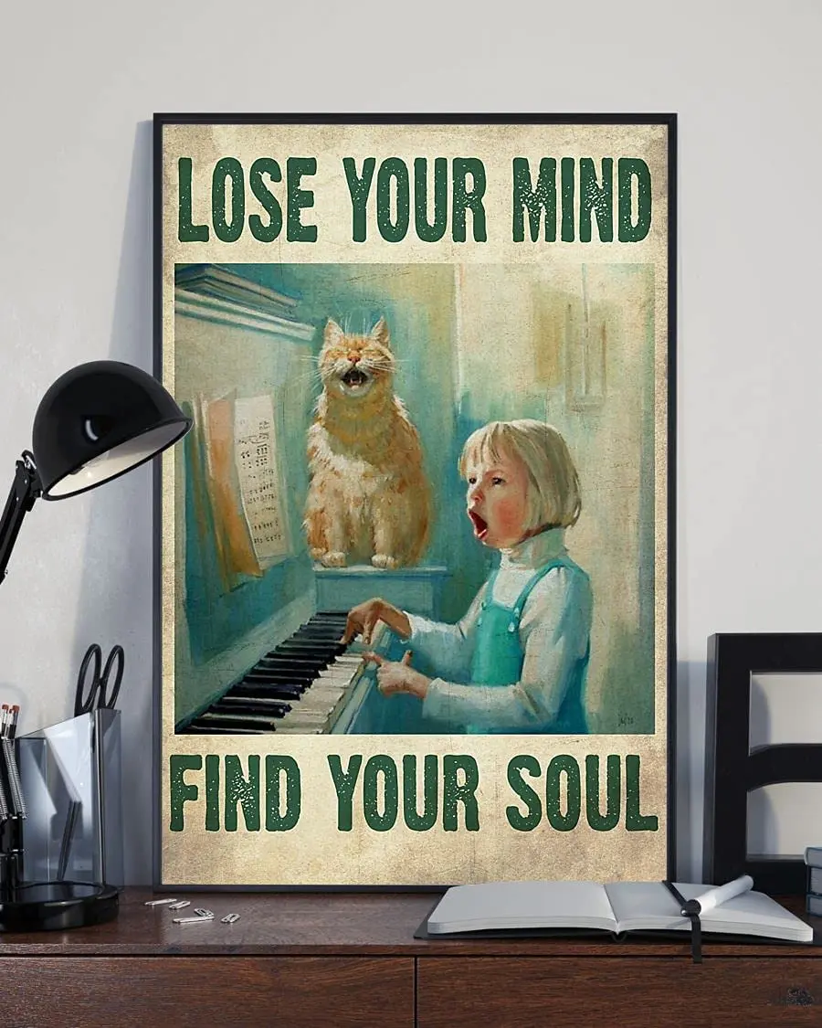 Eeypy Metal Signs Vintage Funny Cat Close You Mind Find Your Soul Sign Suitable for Home and Kitchen Bar Cafe Garage Vintag sign