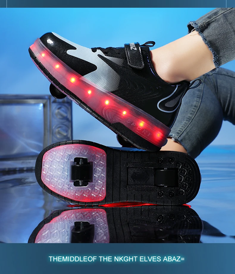 Kinder Turnschuhe USB Aufladen Leuchten Skates Schuhe Jungen Mädchen Casual Skateboard Schuh Rollschuh Outdoor Sport Schuhe Mit LED – Detail 9