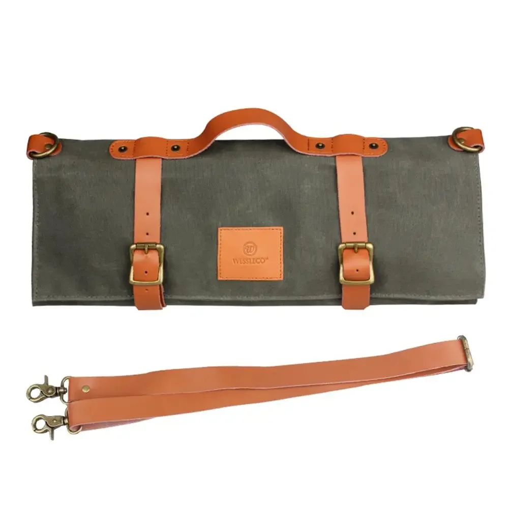 

Chef Knife Roll Bag Waterproof Waxed Canvas Knife Case Holds Knives Roll Bags for Chefs Professional with Adjustable Strap