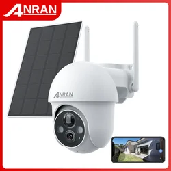 ANRAN 2K Solar Security Camera Spotlight 360° Wireless Outdoor IP66 Waterproof PIR Detection Rechargeable Battery Two Way Audio