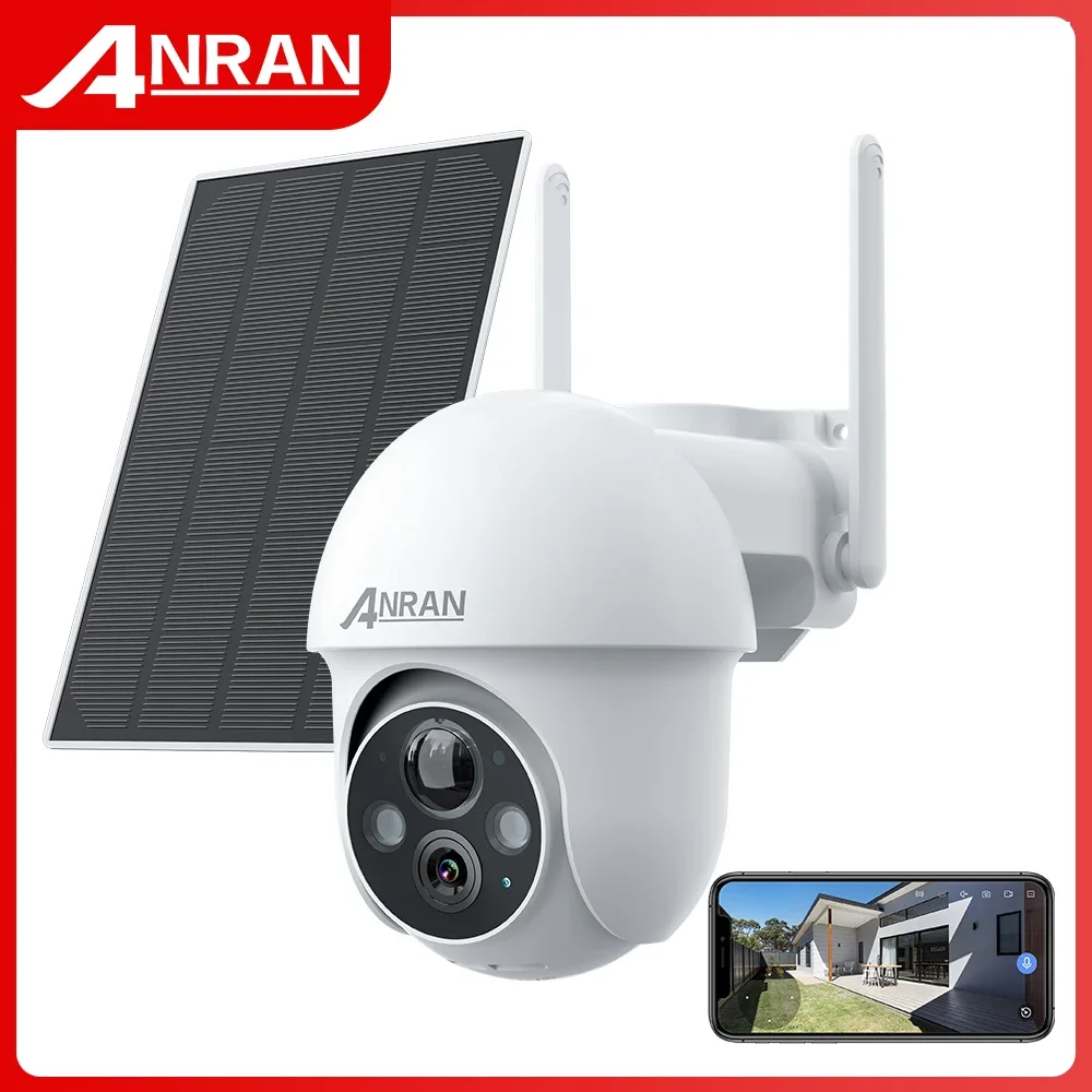 ANRAN 5MP 2K Solar Camera Rechargeable Battery PIR Humanoid Detection Outdoor PTZ Wireless WIFI Camera Full Color Night Vision