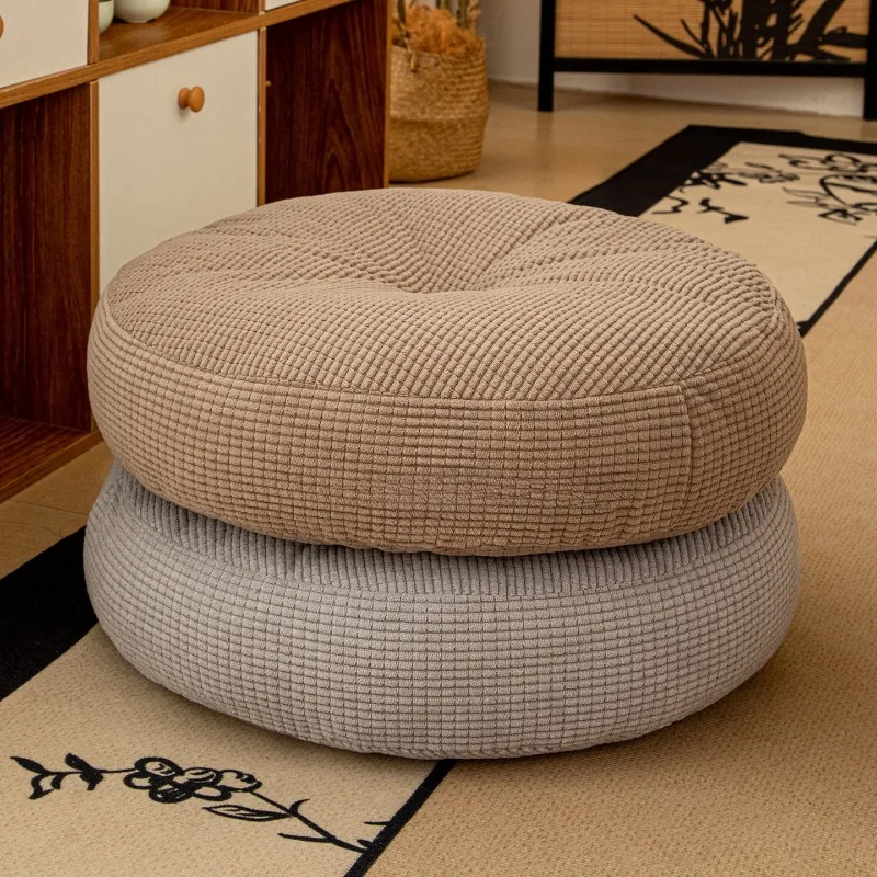 Round Floor Pouf Cushion Corn Velvet Thick Floor Seat Pillow Floor Pad for Tatami Bay Window Bedroom Balcony Home Decoration