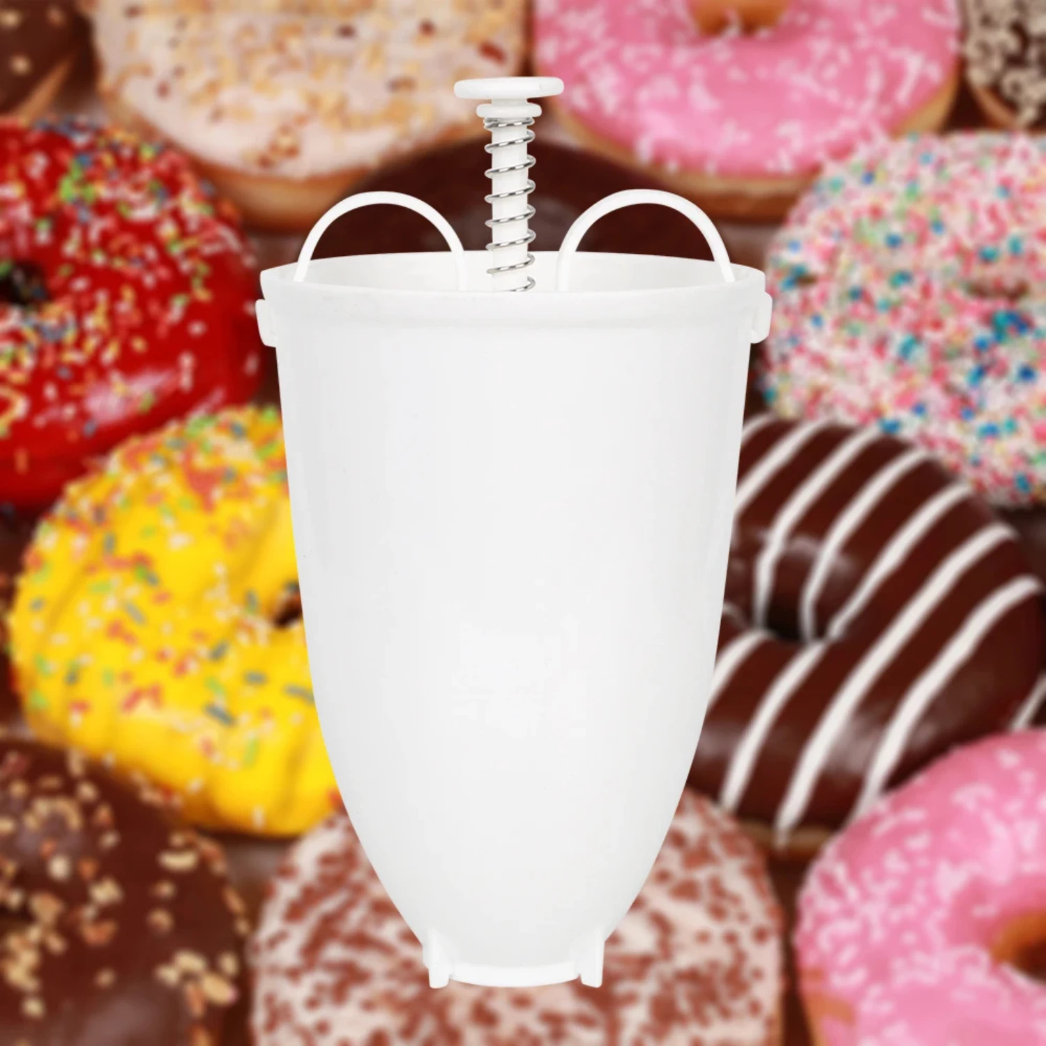 Easy Fast Portable Waffle Dispenser Deep Fry Donut Mould Plastic Lightweight Doughnut Machine Manual Donut Maker