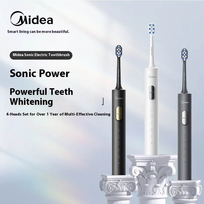 Midea SIP Cepillo de dientes eléctrico 36000 RPM Potencia 5 modos Batería de larga duración de 180 días IPX7 Cerdas suaves y impermeables para el cuidado bucal