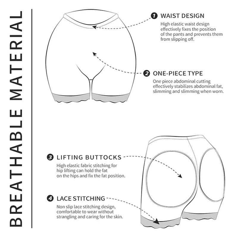 Women\'s Butt Lifter Panties Butt Enhancer Booty Shorts Body Shaper Sexy Ass Push Up Panty Open Buttock Lace Briefs Underwear