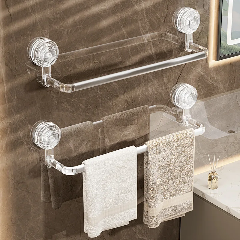 Bathroom Towel Rack With Suction Cup Towel Holder For Toilet Bath Towel Bar Without Drilling Bathroom Organizer