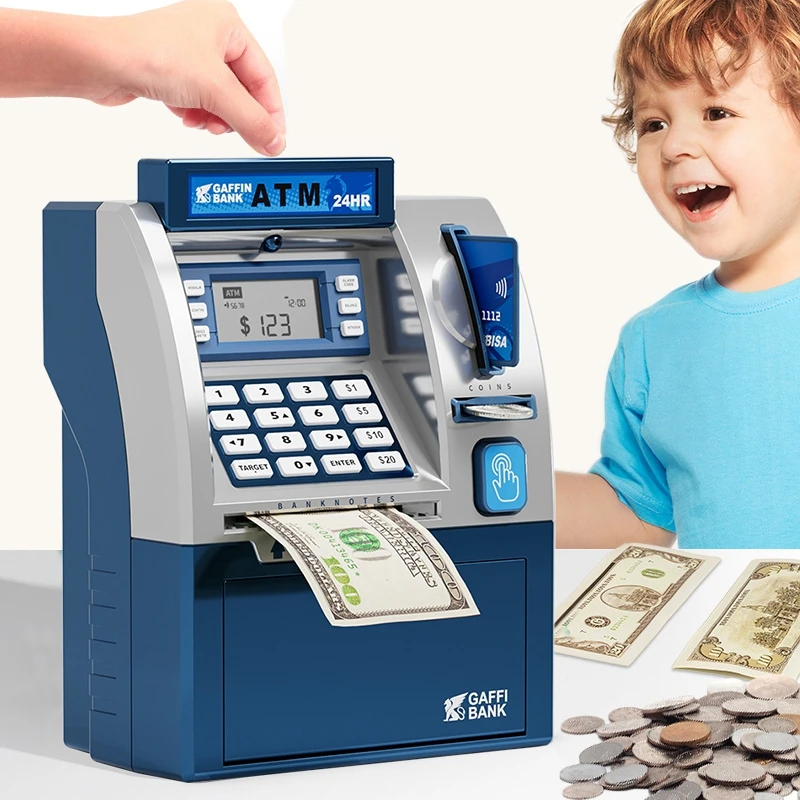 

Creative ATM Piggy Bank Money Box Smart Coin Machine Safe Password Money Saving Box Code Key Lock Coin Bank ATM Child Gift