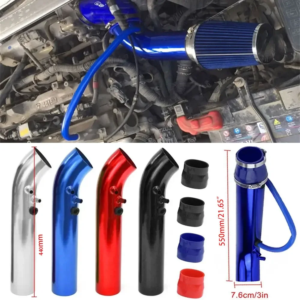 

3'' inch 76mm 350mm car Air Intake Aluminum cold Air Intake Pipe kit System Duct Tube Kit Air filter