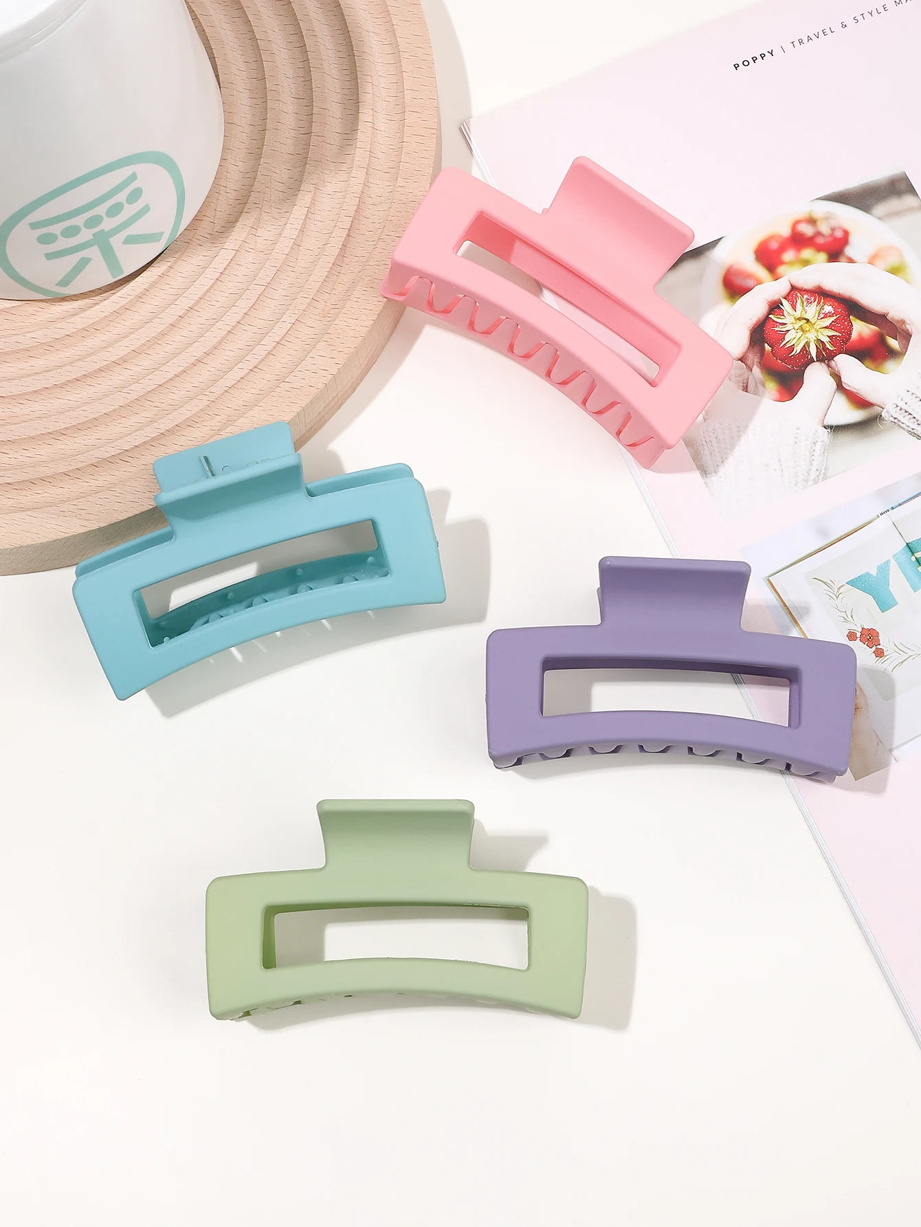 4pcs Set of Rectangular Hair Clips Solid Color Hair Clips Elegant Hair Clips for All Hairstyles Ladies Non-slip Hair Clips