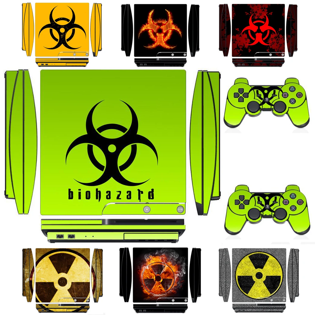 Protector de vinilo 253 para Sony PS3 Slim PlayStation 3 Slim y 2 controller skins Stickers