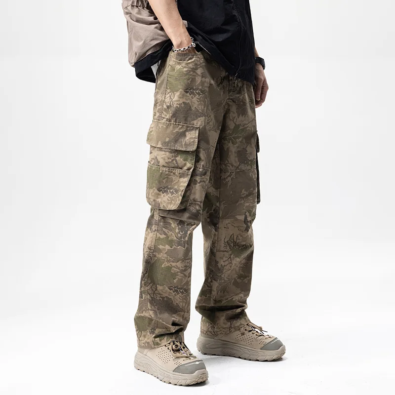 

Desert Camouflage Overalls Men's 2024 New Loose Straight Fashion Men's High-End Street Korean Style Versatile Casual Pants