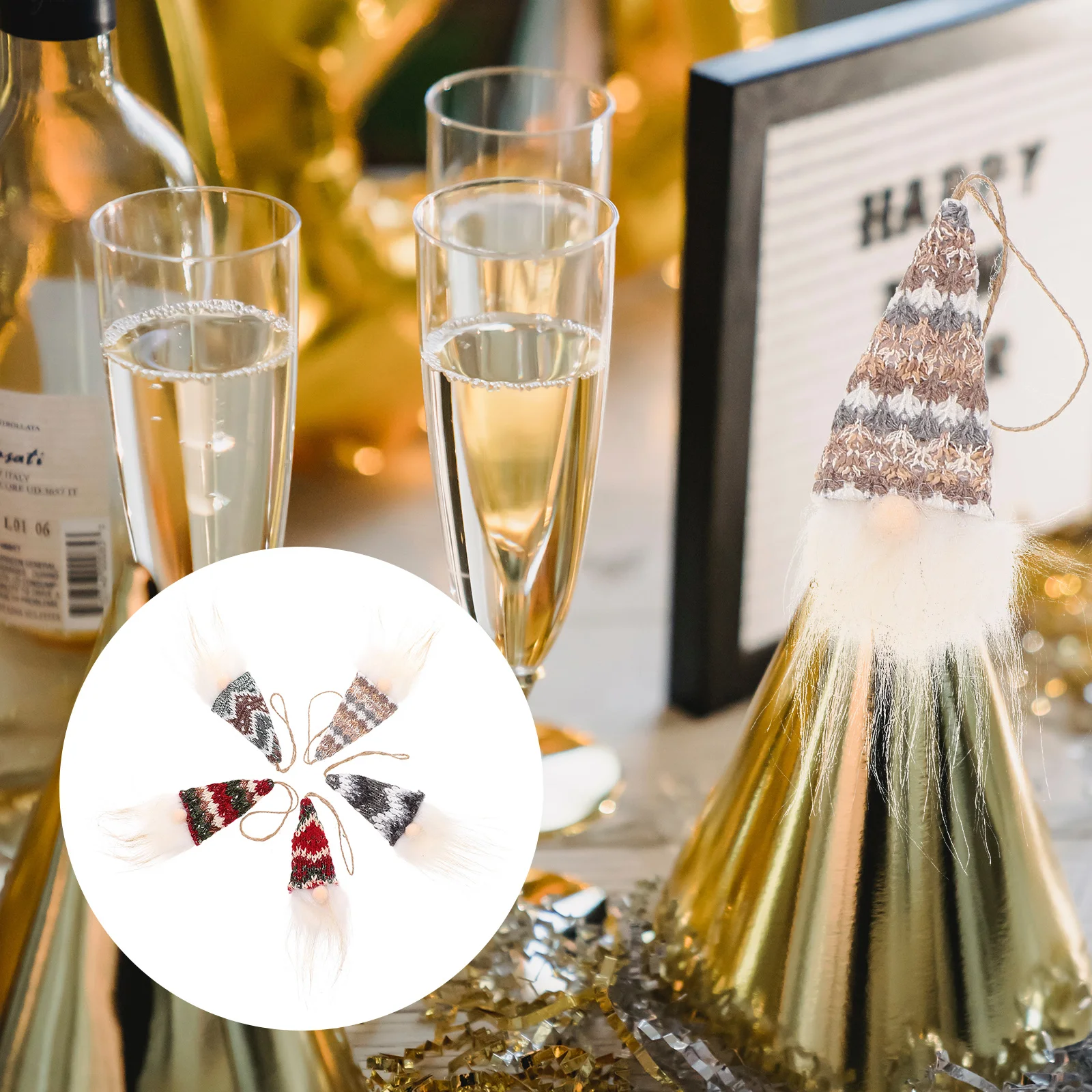 

5Pcs Faceless Old Man Knit Wine Bottle Cover Christmas Xmas Bottle Sleeves Holiday Party Decoration Xmas Supply