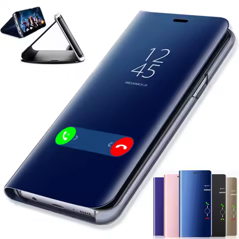 Luxury Smart Mirror Flip Case For Samsung Galaxy S22 S20 S21 S23 S24 Ultra S10 Plus FE Note 10 20 Ultra 5G A53 A55 Cover Coque