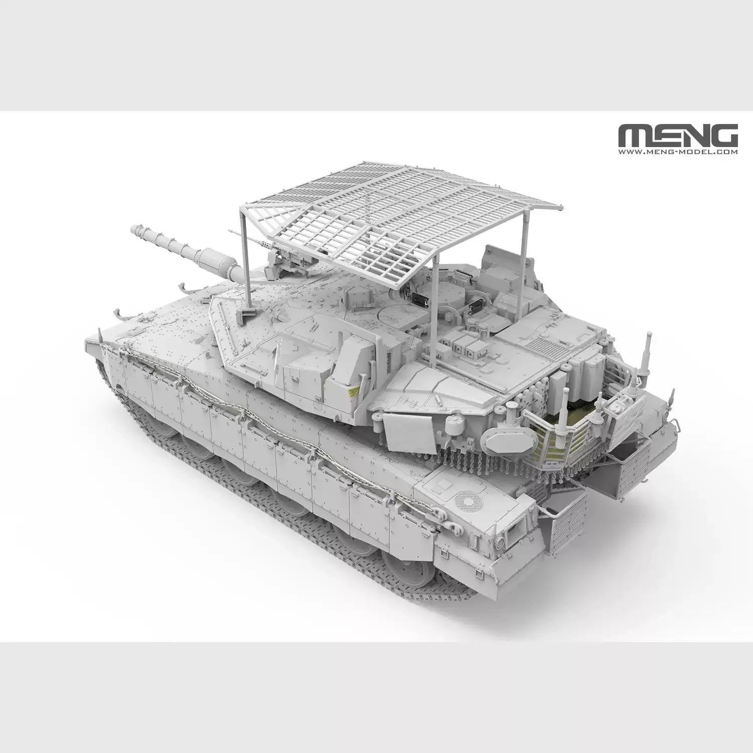 Israeli Defense Forces Merkava Mk.4M Main Battle Tank 1/35 Scale With Roof Strip Armor Plastic Model MENG TS-056