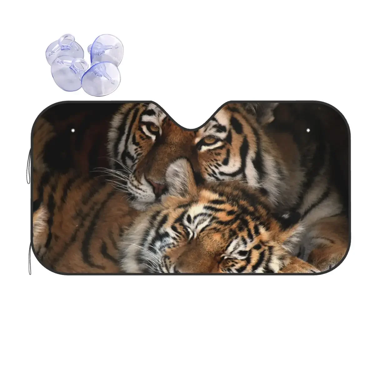 

Lovely Bengal Tiger Vintage Windshield Sunshade 70x130cm Animal Foils Car Sunshade Accessories Covers