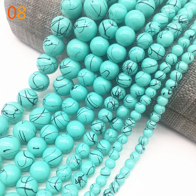 Wholesale 4/6/8/10mm Salad Glass Beads Loose Spacer Painted Charm For Jewellery Making Diy Bracelet &Necklace