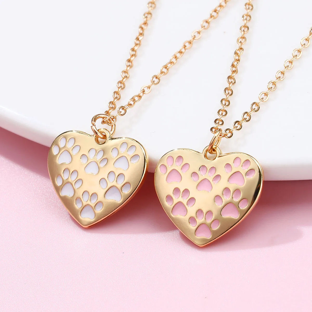 

paw print heart necklace Cute Animal Dog Cat Love Heart Pendant For Women Girls Jewelry