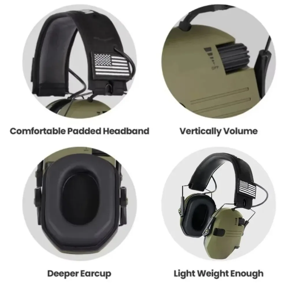 New Tactical Headphones Electronic Hearing Protection Foldable Headphones Active Noise Cancellation Hunting Earmuffs with Bag